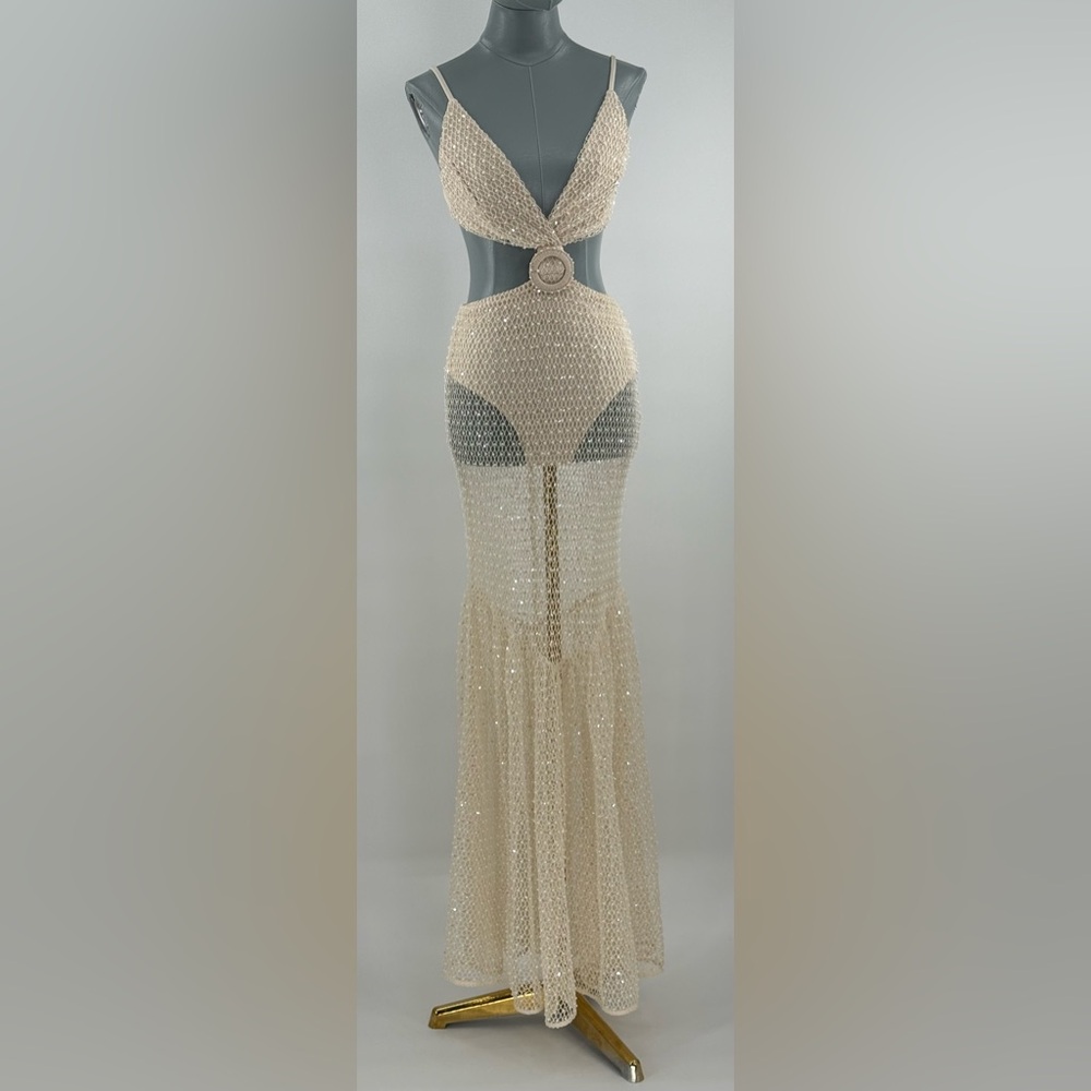 🆕 PATBO 🧿 NWOT Crochet Bloom Cut Out Beach Dress, Off White - Sz US 8 BR 40 - Picture 14 of 17